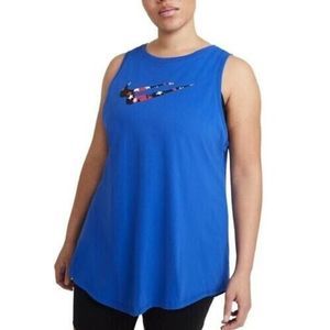 Nike Women's Plus Size Stars Dri Fit Tank Top blue Size 1X MSRP $30